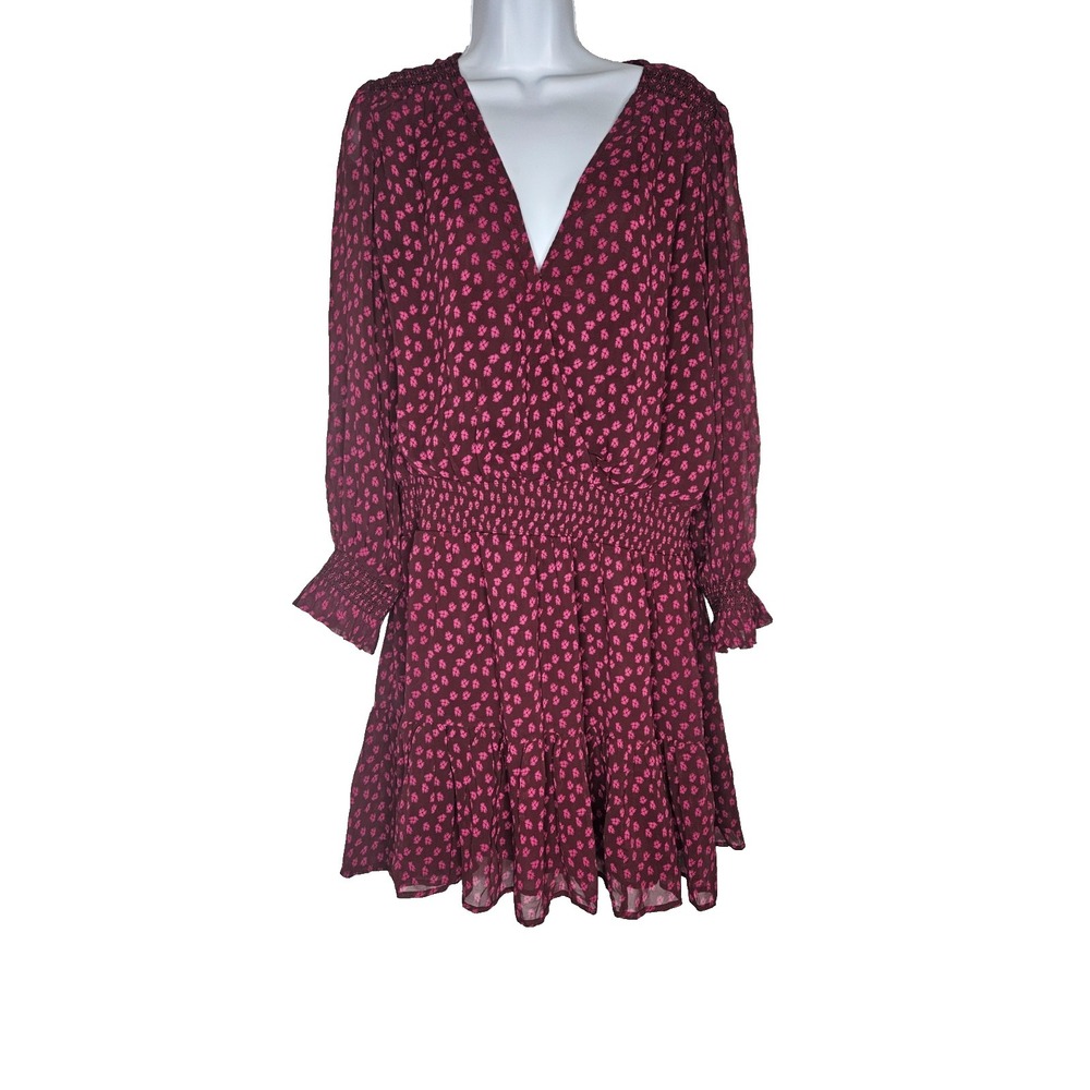Vineyard Vines Pink Floral Smocked Dress Boho Preppy Mini L